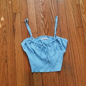 Light blue tank top crop top
